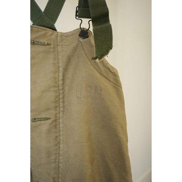 Vintage U.S. Navy WWII USN Cold/Wet Weather Wool Lined Deck Bib Overalls Small - Picture 6 of 8